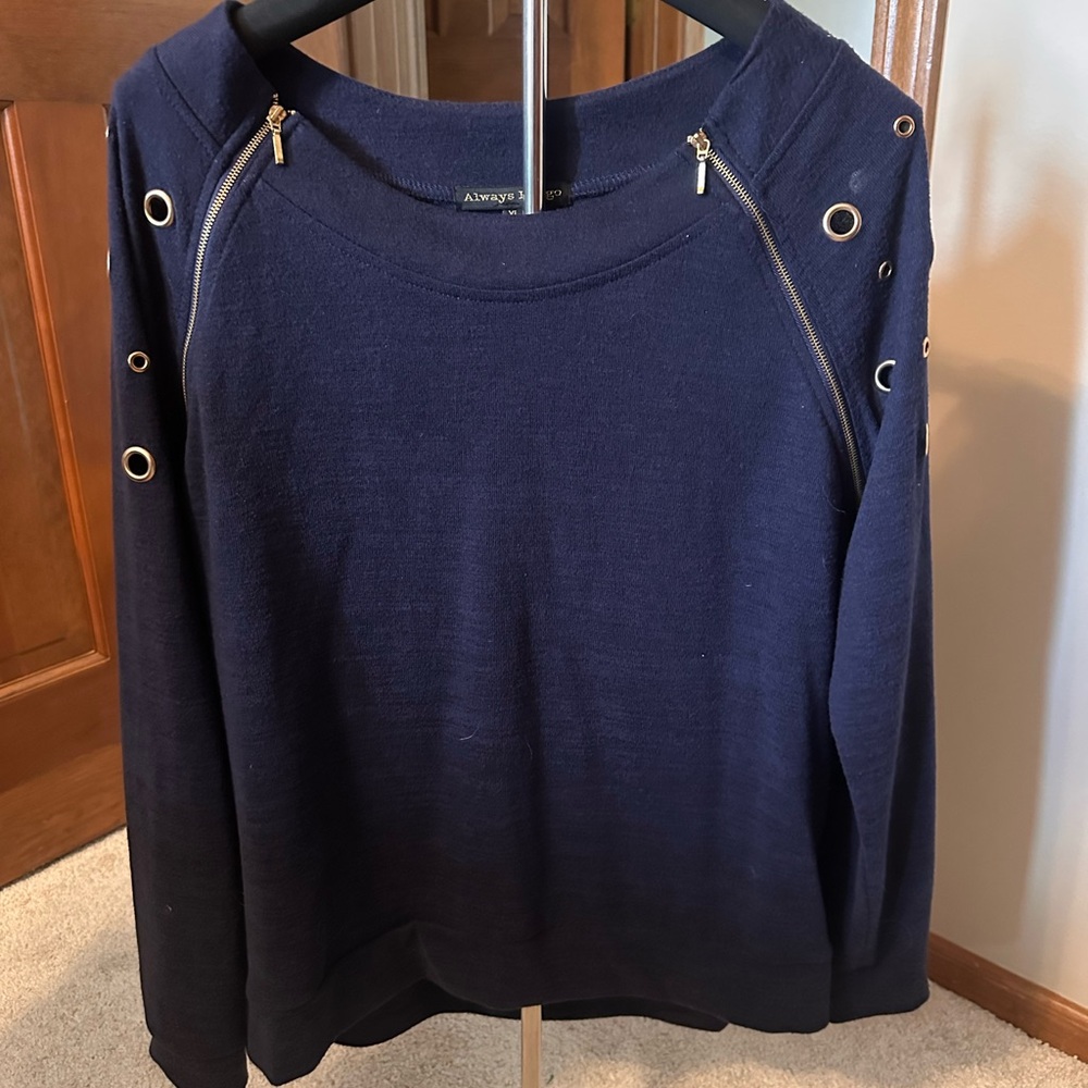 Navy Blue Women's Top with Silver Rivets